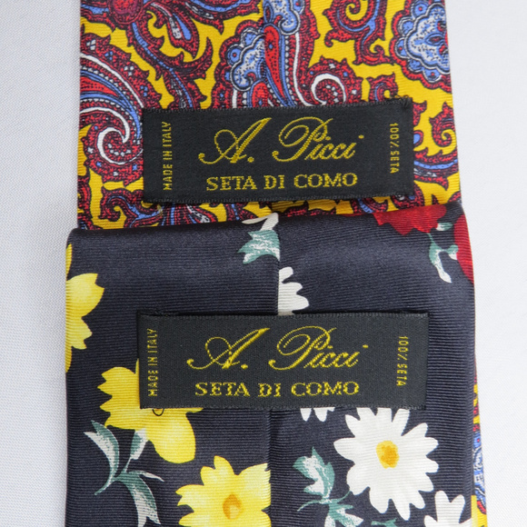 Lot 5 A. Picci Seta Di Como Mens Tie Silk Paisley - Picture 8 of 8